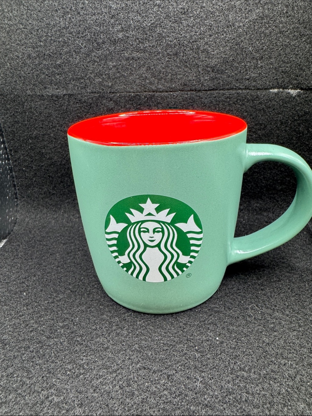 Starbucks Mint Green Mug with Red Interior and Green Logo